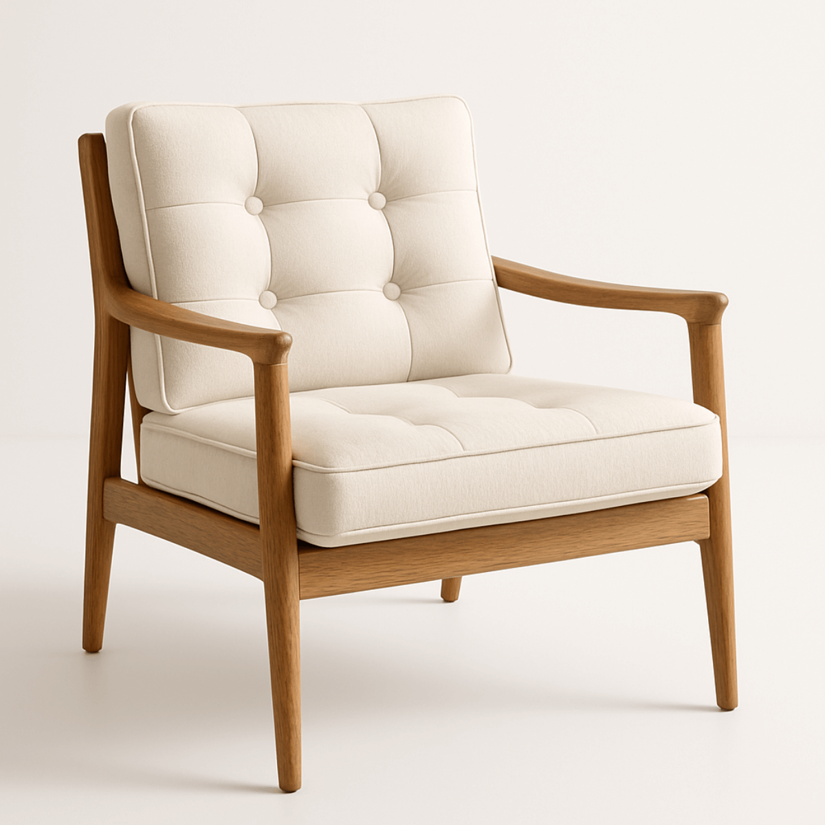 Velion Mid-Century Modern Lounge Chair with Button-Tufted Back and Seat